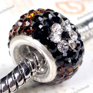 COFFEE & FLOWER SWAROVSKI CRYSTAL AUTHENTIC 925 SILVER EUROPEAN CHARM BEAD