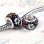 COFFEE & FLOWER SWAROVSKI CRYSTAL AUTHENTIC 925 SILVER EUROPEAN CHARM BEAD