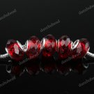 5X RED FACETED CRYSTAL GLASS EUROPEAN BIG HOLE CHARM BEADS FINDINGS