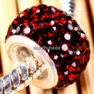 925 SILVER GARNET SWAROVSKI CRYSTAL BIG HOLE CHARM BEAD