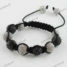 ADJUST MACRAME CLEAR BLACK CRYSTAL DISCO BALL BRACELET
