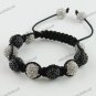 ADJUST MACRAME CLEAR BLACK CRYSTAL DISCO BALL BRACELET