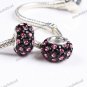 BLACK & ROSE SWAROVSKI CRYSTAL 925 STERLING SILVER EUROPEAN CHARM BEAD