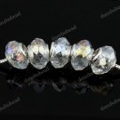20X CLEAR AB FACETED CRYSTAL GLASS EUROPEAN CHARM BEADS FINDINGS