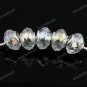 20X CLEAR AB FACETED CRYSTAL GLASS EUROPEAN CHARM BEADS FINDINGS