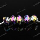 20X COLORFUL FACETED CRYSTAL GLASS CHARM EUROPEAN BIG HOLE BEADS FINDINGS