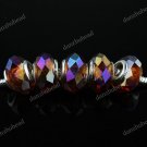 20X COFFEE AB FACETED CRYSTAL GLASS BIG HOLE EUROPEAN BEADS FINDINGS