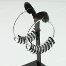 1 PAIR BLACK CRYSTAL SILVER SPACER LOOSE BEADS HOOP CIRCLE FASHION HOOK EARRINGS