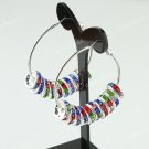 1 PAIR MULTICOLOR CRYSTAL SILVER SPACER BEADS HOOP CIRCLE FASHION HOOK EARRINGS