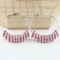 1 PAIR PINK CRYSTAL SILVER SPACER LOOSE BEADS HOOP CIRCLE FASHION HOOK EARRINGS