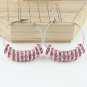1 PAIR PINK CRYSTAL SILVER SPACER LOOSE BEADS HOOP CIRCLE FASHION HOOK EARRINGS