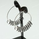 1 PAIR GRAY CRYSTAL SILVER SPACER LOOSE BEADS HOOP CIRCLE FASHION HOOK EARRINGS