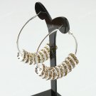 1PAIR LIGHT YELLOW CRYSTAL SILVER SPACER BEADS HOOP CIRCLE FASHION HOOK EARRINGS
