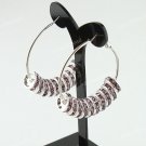 1 PAIR LIGHT PURPLE CRYSTAL SILVER SPACER BEAD HOOP CIRCLE FASHION HOOK EARRINGS