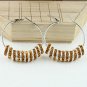 1 PAIR GOLDEN CRYSTAL SILVER SPACER BEAD HOOP CIRCLE FASHION HOOK EARRINGS