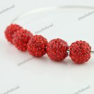 20X RED CRYSTAL ALLOY DISCO BALL SPACER LOOSE BEADS FINDINGS WHOLESALE 10MM