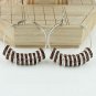 1 PAIR COFFEE CRYSTAL SILVER SPACER BEAD HOOP CIRCLE FASHION HOOK EARRINGS