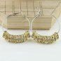 1 PAIR CLEAR CRYSTAL GOLDEN SPACER BEADS HOOP CIRCLE FASHION HOOK EARRINGS