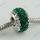 925 SILVER DEEP GREEN AREA SWAROVSKI CRYSTAL CHARM BEAD