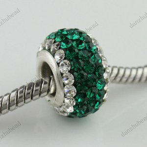 925 SILVER DEEP GREEN AREA SWAROVSKI CRYSTAL CHARM BEAD