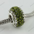 TRUE 925 SILVER OLIVE AREA SWAROVSKI CRYSTAL CHARM BEAD