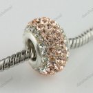 TRUE 925 SILVER PEACH AREA SWAROVSKI CRYSTAL CHARM BEAD