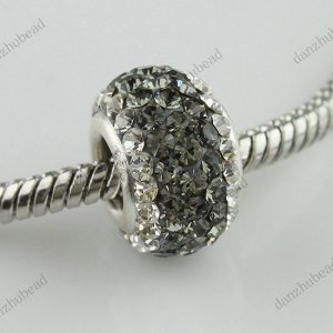 TRUE 925 SILVER GRAY AREA SWAROVSKI CRYSTAL CHARM BEAD