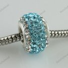 925 SILVER OCEAN BLUE AREA SWAROVSKI CRYSTAL CHARM BEAD