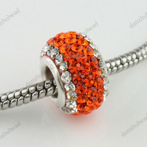 925 SILVER ORANGE AREA SWAROVSKI CRYSTAL CHARM BEAD