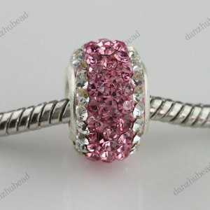 TRUE 925 SILVER PINK AREA SWAROVSKI CRYSTAL CHARM BEAD