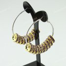 1PAIR LIGHT PURPLE CRYSTAL GOLDEN SPACER BEADS HOOP CIRCLE FASHION HOOK EARRINGS