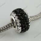 TRUE 925 SILVER BLACK AREA SWAROVSKI CRYSTAL CHARM BEAD