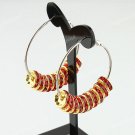 1 PAIR RED CRYSTAL GOLDEN SPACER BEADS HOOP CIRCLE FASHION HOOK EARRINGS