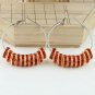 1 PAIR RED CRYSTAL GOLDEN SPACER BEADS HOOP CIRCLE FASHION HOOK EARRINGS