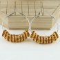 1 PAIR GOLDEN CRYSTAL GOLD SPACER BEADS HOOP CIRCLE FASHION HOOK EARRINGS