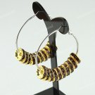 1 PAIR COFFEE CRYSTAL GOLD SPACER BEADS HOOP CIRCLE FASHION HOOK EARRINGS