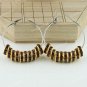 1 PAIR COFFEE CRYSTAL GOLD SPACER BEADS HOOP CIRCLE FASHION HOOK EARRINGS