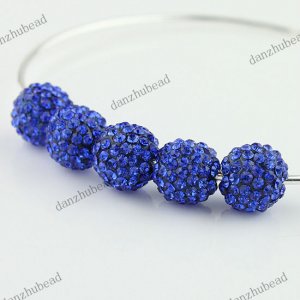 5X SAPPHIRE BLUE CRYSTAL ALLOY DISCO BALL SPACER LOOSE BEADS FINDINGS 10MM
