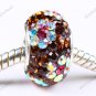 COFFEE FLOWER SWAROVSKI CRYSTAL SILVER EUROPEAN BEAD