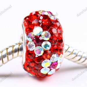 RED FLOWER SWAROVSKI CRYSTAL 925 SILVER EUROPEAN BEAD