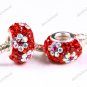 RED FLOWER SWAROVSKI CRYSTAL 925 SILVER EUROPEAN BEAD