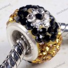GOLDEN & FLOWER SWAROVSKI CRYSTAL AUTHENTIC 925 SILVER EUROPEAN CHARM BEAD