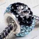 OCEAN BLUE &FLOWER SWAROVSKI CRYSTAL AUTHENTIC 925 SILVER EUROPEAN CHARM BEAD