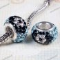 OCEAN BLUE &FLOWER SWAROVSKI CRYSTAL AUTHENTIC 925 SILVER EUROPEAN CHARM BEAD