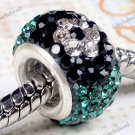 DEEP GREEN &FLOWER SWAROVSKI CRYSTAL AUTHENTIC 925 SILVER EUROPEAN CHARM BEAD