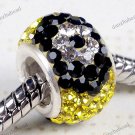 YELLOW &FLOWER SWAROVSKI CRYSTAL AUTHENTIC 925 SILVER EUROPEAN CHARM BEAD