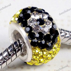 YELLOW &FLOWER SWAROVSKI CRYSTAL AUTHENTIC 925 SILVER EUROPEAN CHARM BEAD