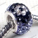 AMETHYST &FLOWER SWAROVSKI CRYSTAL AUTHENTIC 925 SILVER EUROPEAN CHARM BEAD