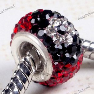 RED &FLOWER SWAROVSKI CRYSTAL AUTHENTIC 925 SILVER EUROPEAN CHARM BEAD