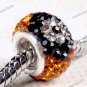ORANGE & FLOWER SWAROVSKI CRYSTAL AUTHENTIC 925 SILVER EUROPEAN CHARM BEAD
